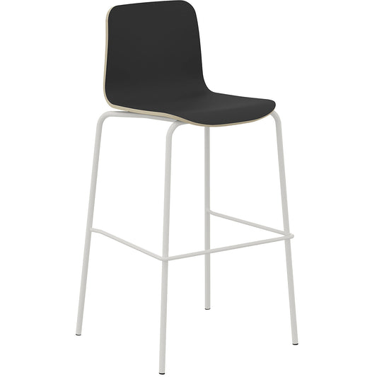 Tobi bar stool, 4-legged, pack of 2, black, white.