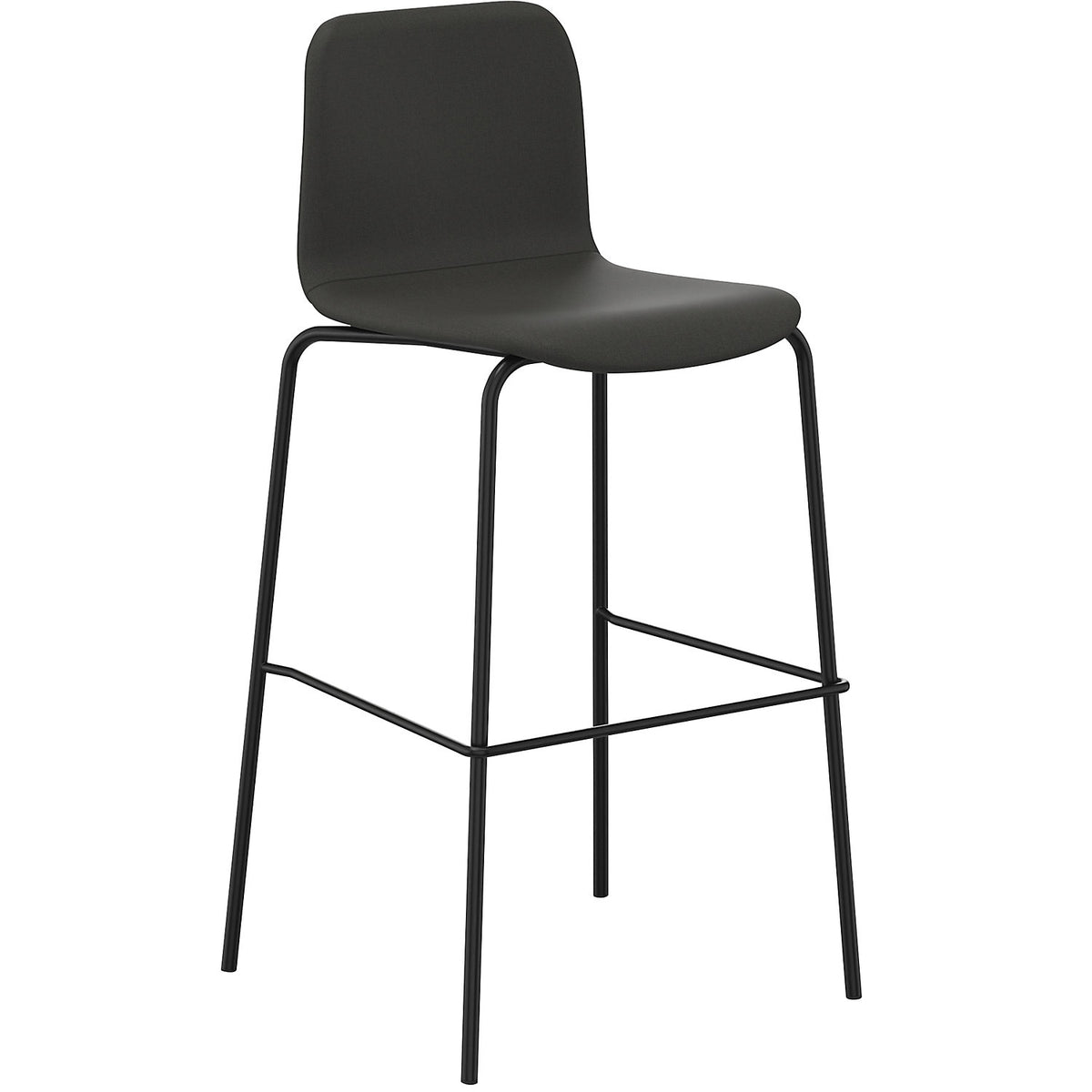 Tobi bar stool, 4-legged, pack of 2, charcoal, black.