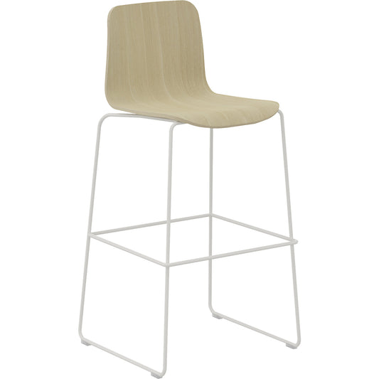 Tobi bar stool, double cantilever, pack of 2, oak, white.