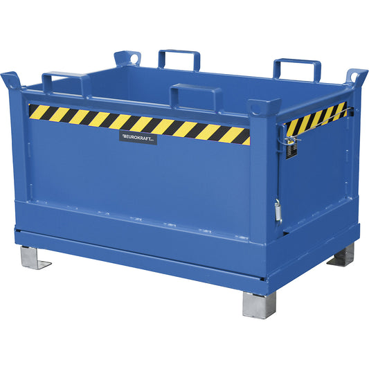 Hinged bottom skip, capacity 0.5 m³, gentian blue RAL 5010.