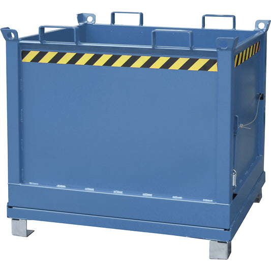 Hinged bottom skip, capacity 1.0 m³, gentian blue RAL 5010.