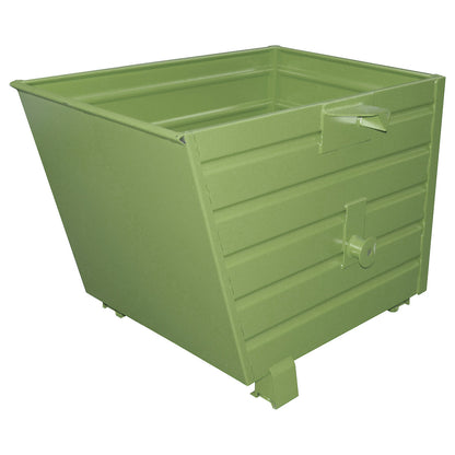 Tipping skip, stackable, capacity 0.7 m³, reseda green RAL 6011.
