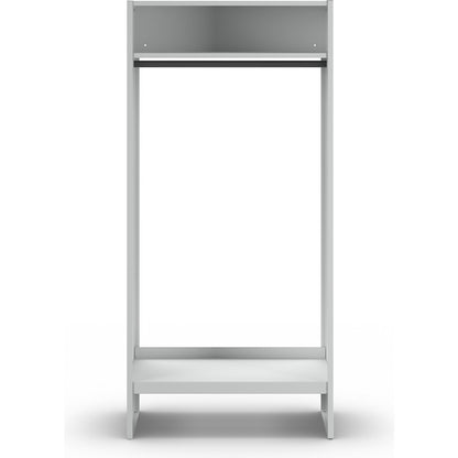 Open coat rack, light grey RAL 7035, with 10 coat hangers.