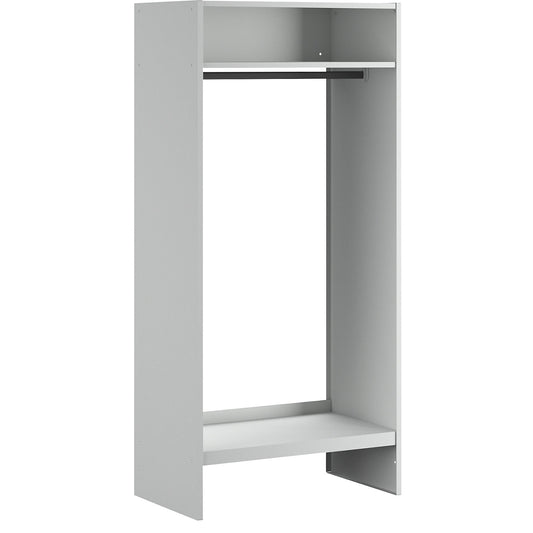 Open coat rack, light grey RAL 7035, with 10 coat hangers.