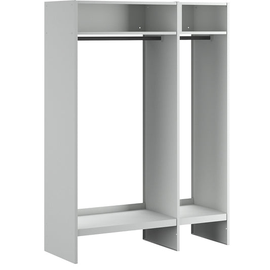 Open coat rack, light grey RAL 7035, with 15 coat hangers.
