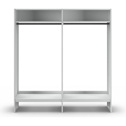 Open coat rack, light grey RAL 7035, with 20 coat hangers.