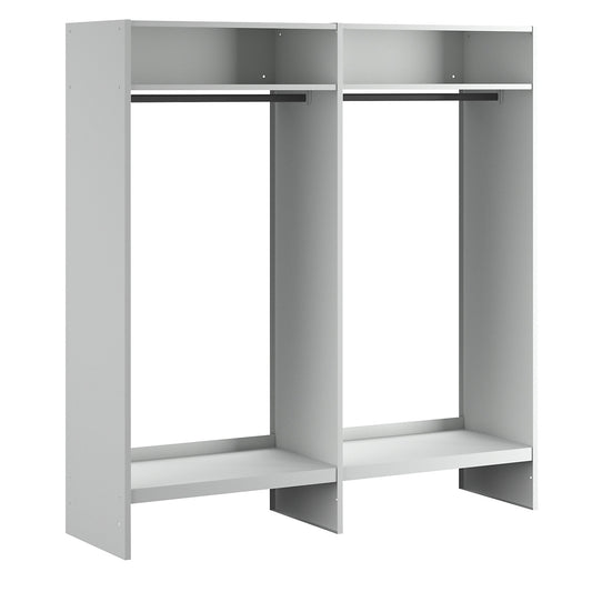 Open coat rack, light grey RAL 7035, with 20 coat hangers.