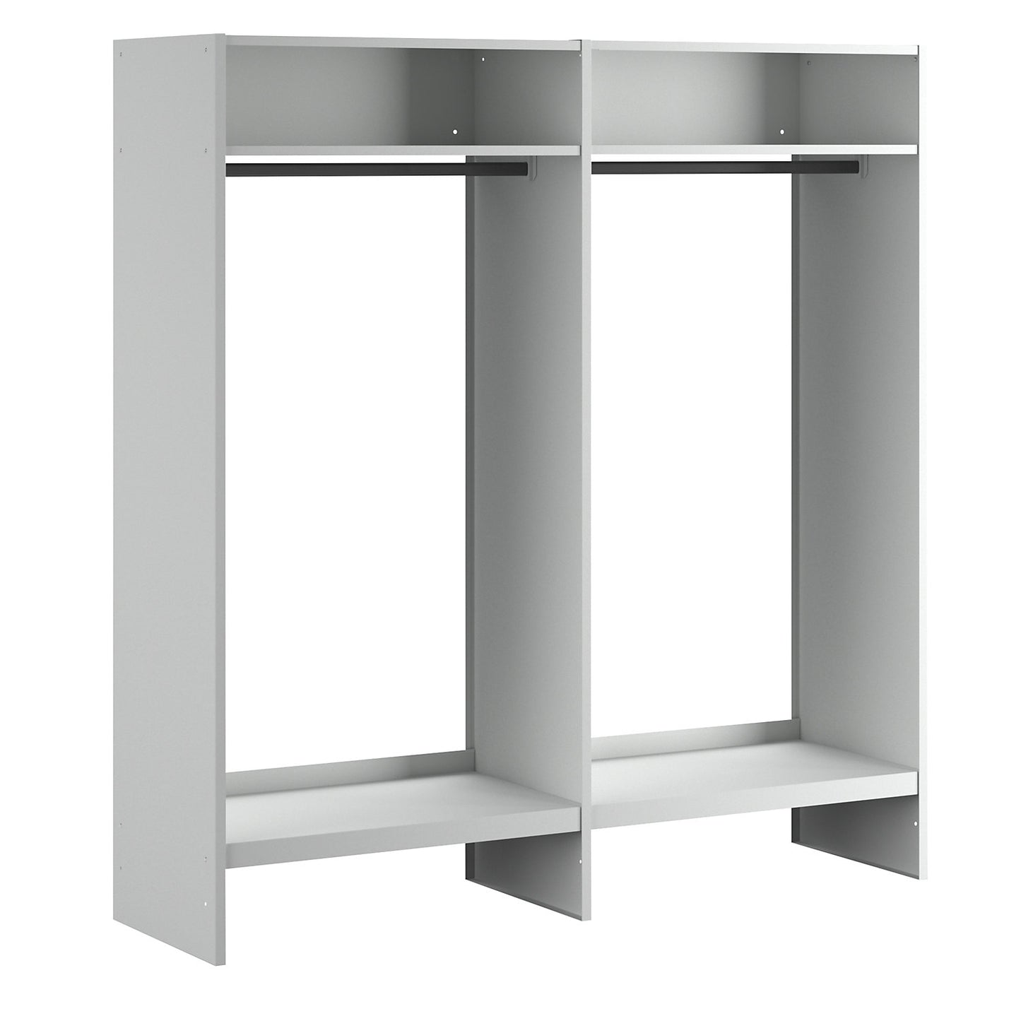 Open coat rack, light grey RAL 7035, with 20 coat hangers.