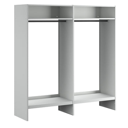 Open coat rack, light grey RAL 7035, with 20 coat hangers.