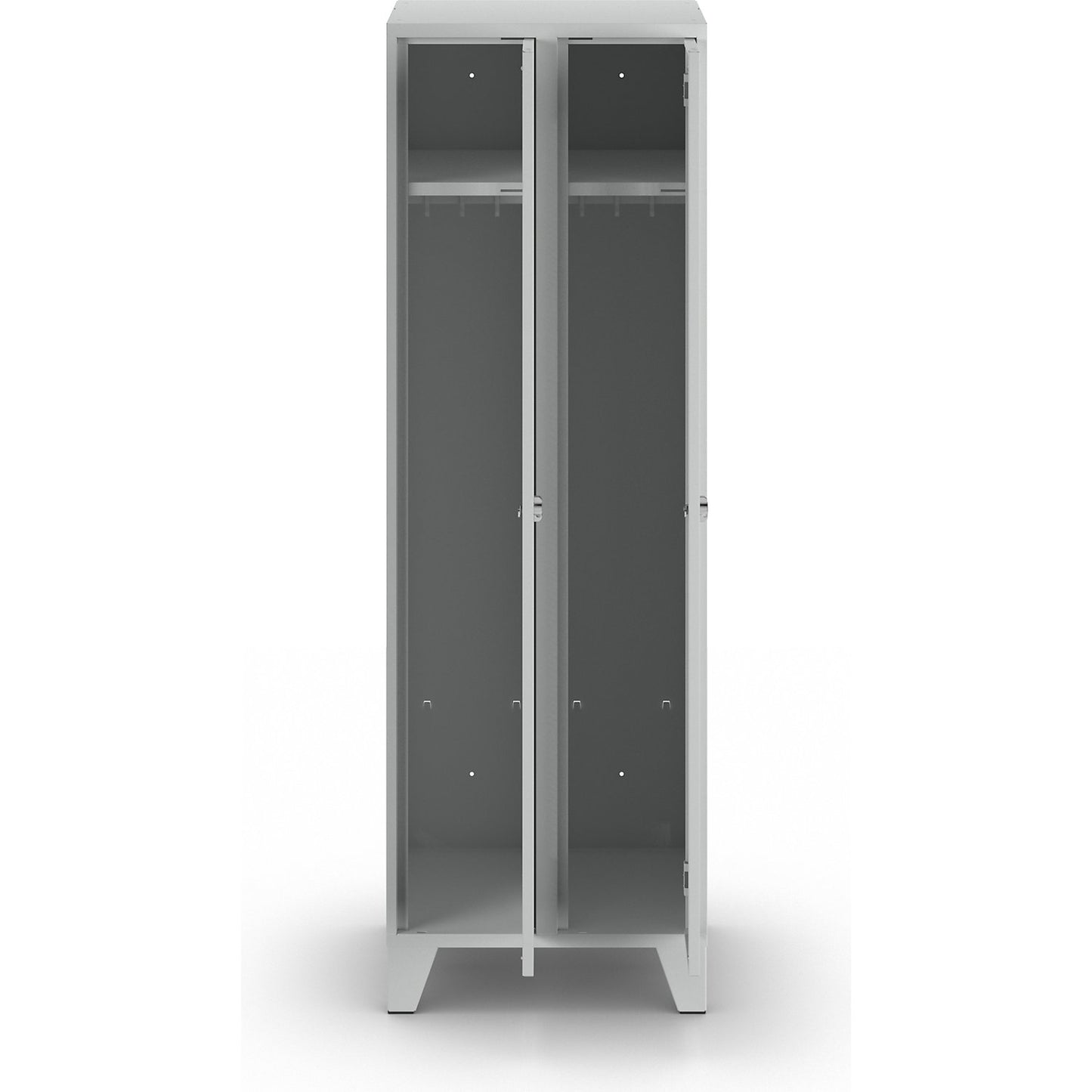 Berlin 1 clothes locker, 2 compartments, light grey, width 600 mm.
