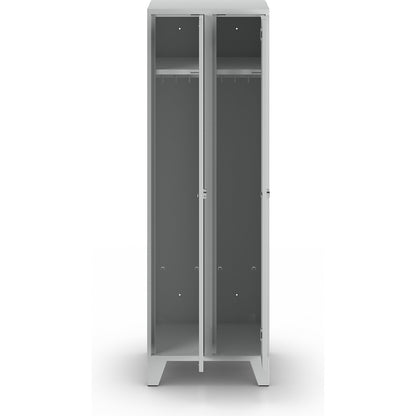 Berlin 1 clothes locker, 2 compartments, light grey, width 600 mm.