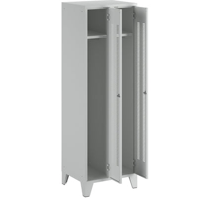 Berlin 1 clothes locker, 2 compartments, light grey, width 600 mm.