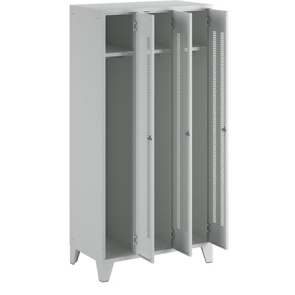 Berlin 1 clothes locker, 3 compartments, light grey, width 900 mm.
