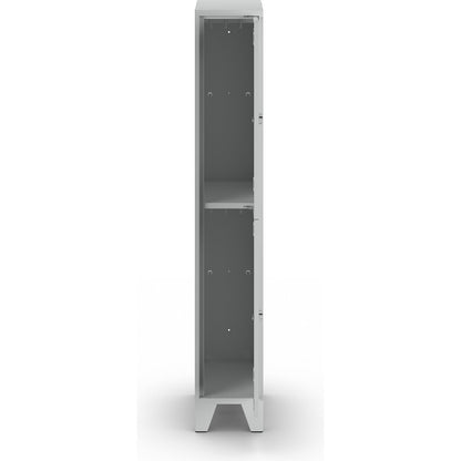 Berlin 1 double deck clothes locker, 1 section, light grey, width 300 mm, 2 compartments.