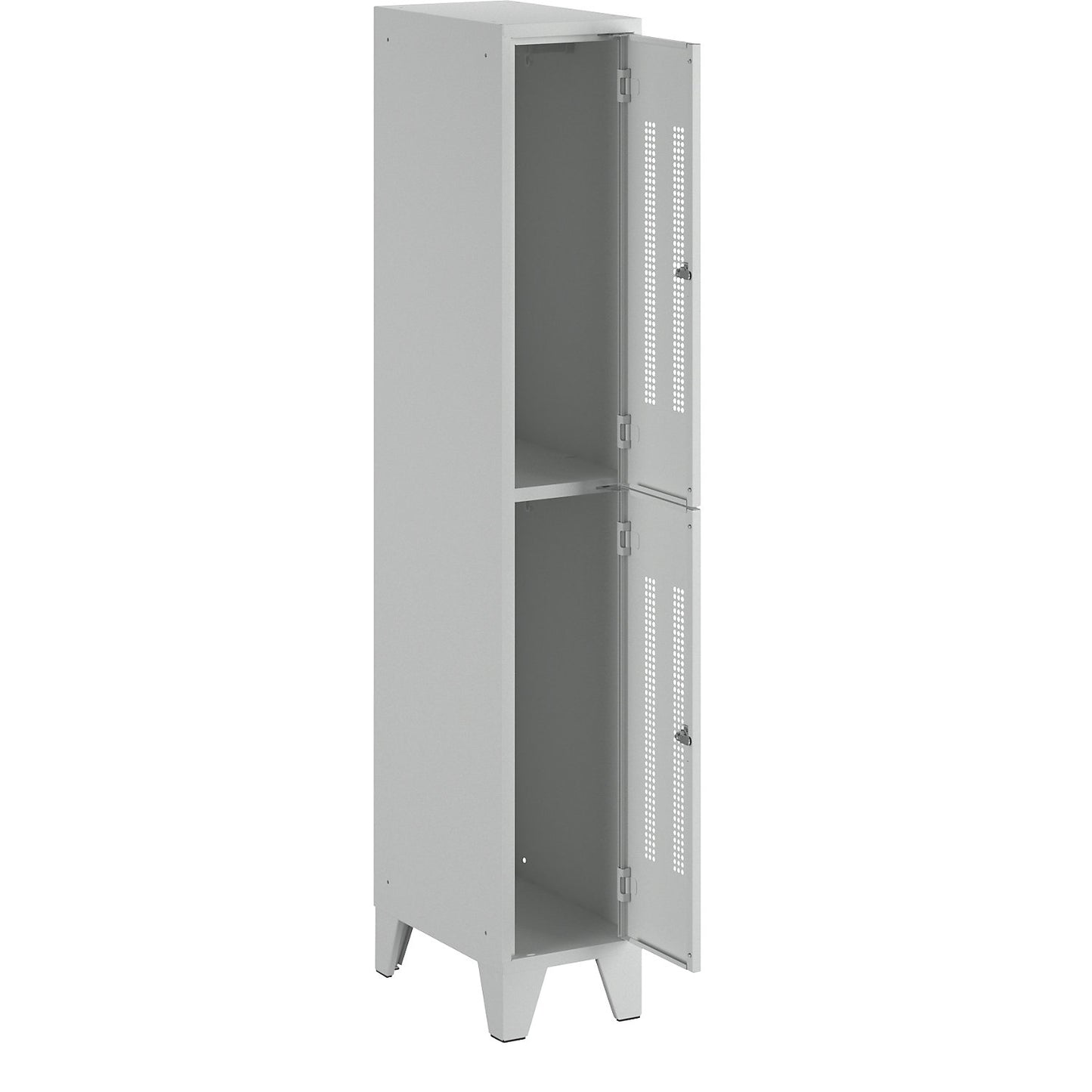 Berlin 1 double deck clothes locker, 1 section, light grey, width 300 mm, 2 compartments.