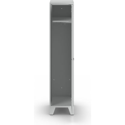 Berlin 2 clothes locker, 1 compartment, light grey, width 400 mm, flat roof shape.