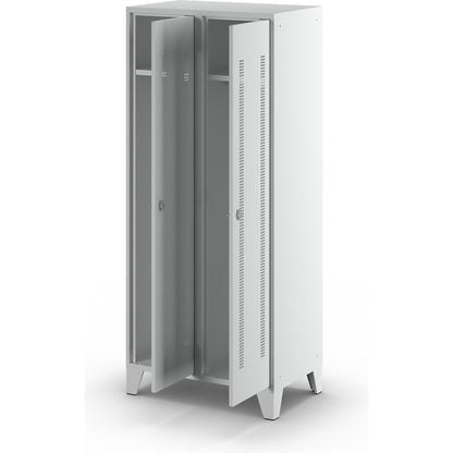 Berlin 1 clothes locker, 2 compartments, light grey, width 800 mm.