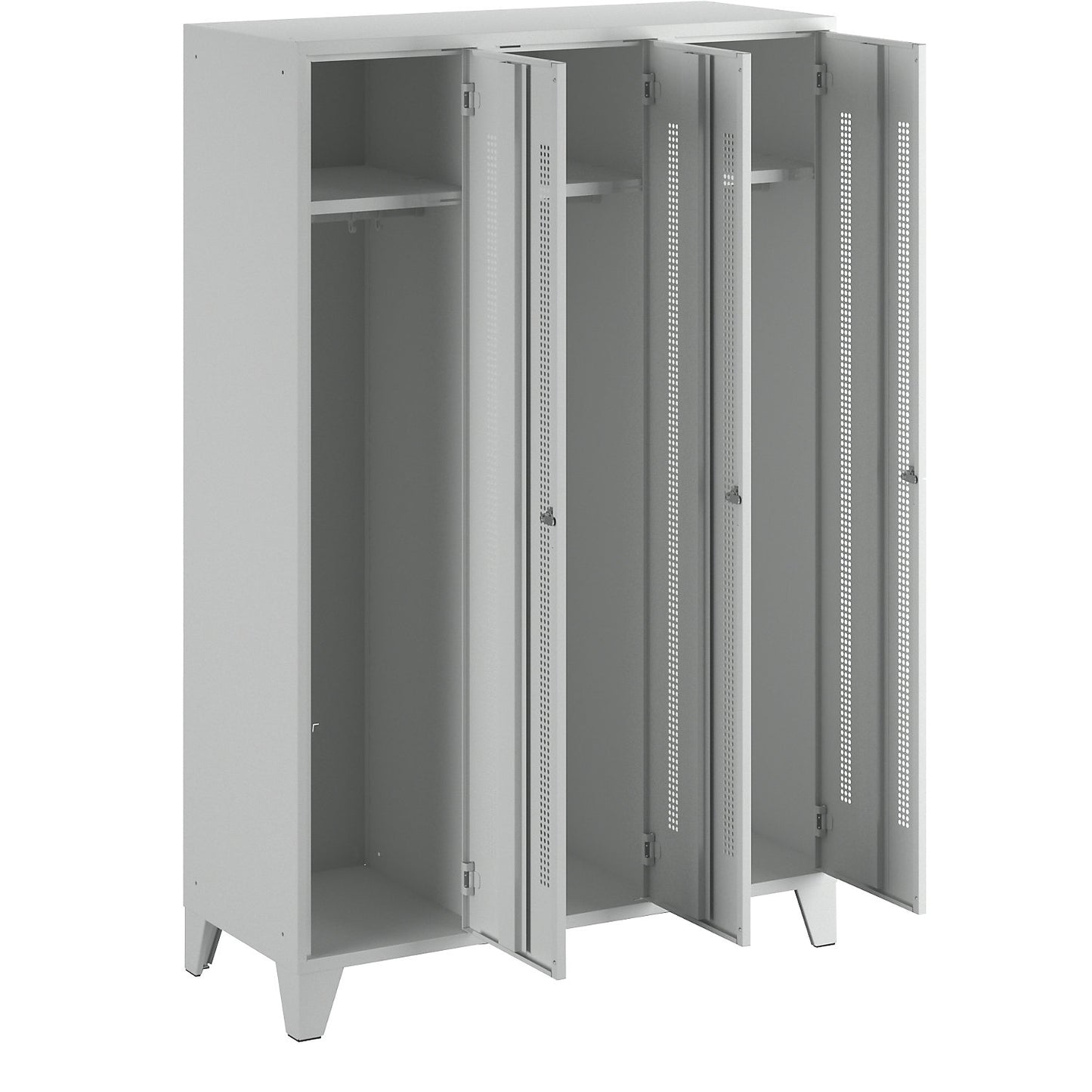 Berlin 1 clothes locker, 3 compartments, light grey, width 1200 mm.