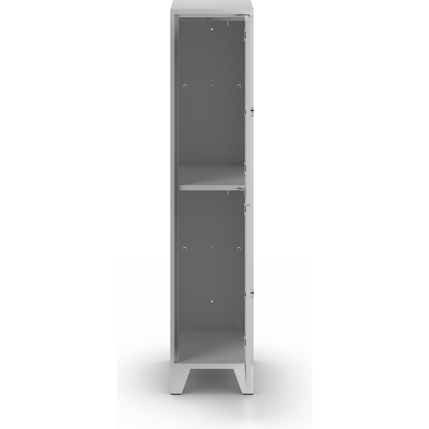 Berlin 1 double deck clothes locker, 1 section, light grey, width 400 mm, 2 compartments.