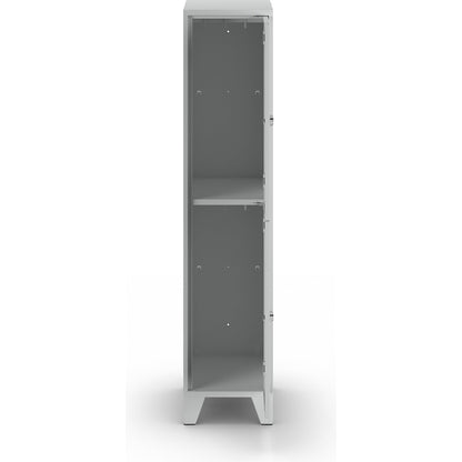 Berlin 1 double deck clothes locker, 1 section, light grey, width 400 mm, 2 compartments.