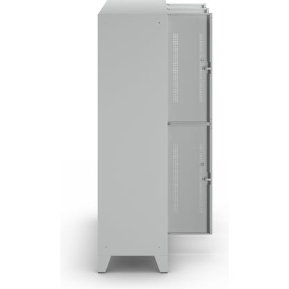 Berlin 1 double deck clothes locker, 3 sections, light grey, width 1200 mm, 6 compartments.