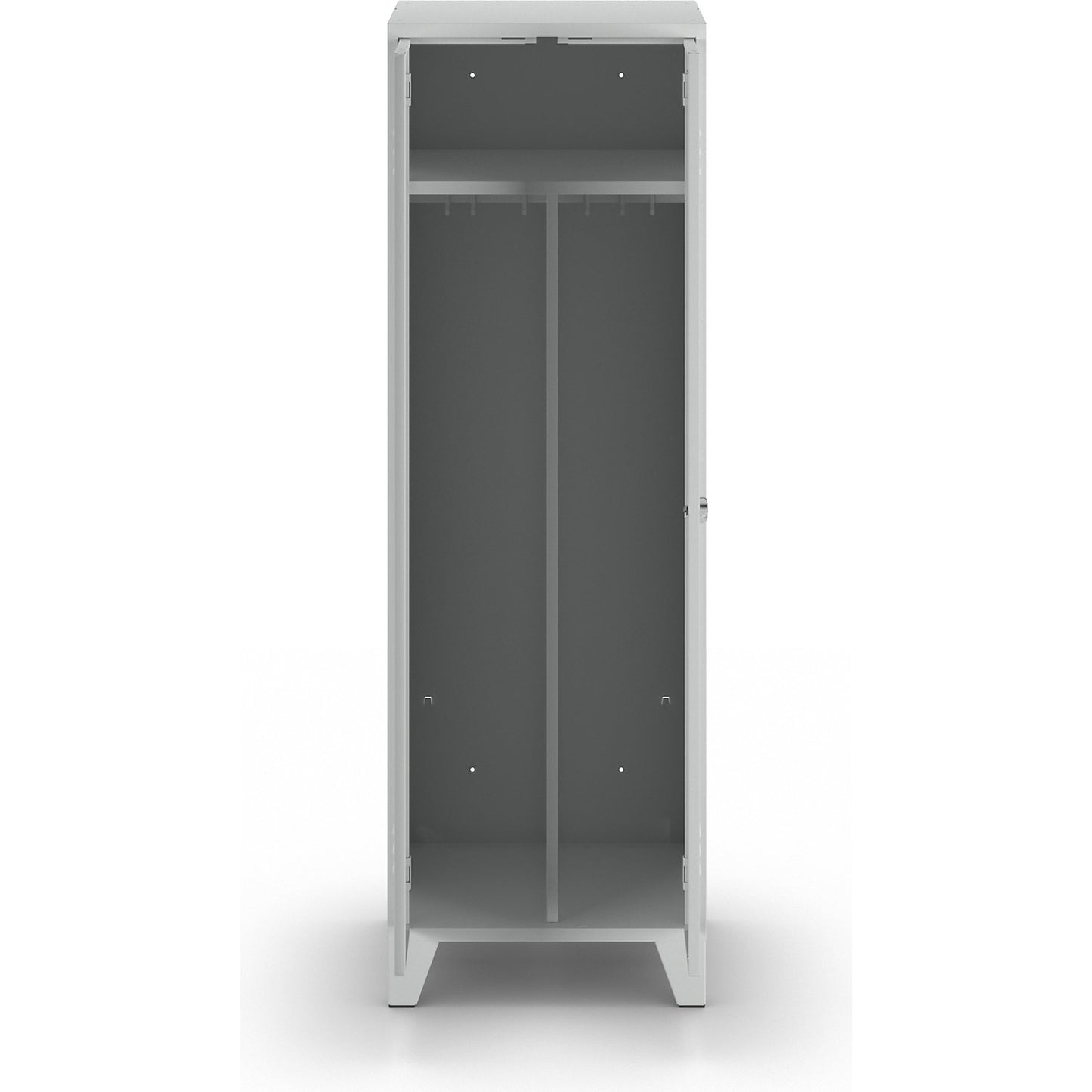 Berlin 2 clean and dirty locker, centre divider, 1 compartment, light grey, width 600 mm.