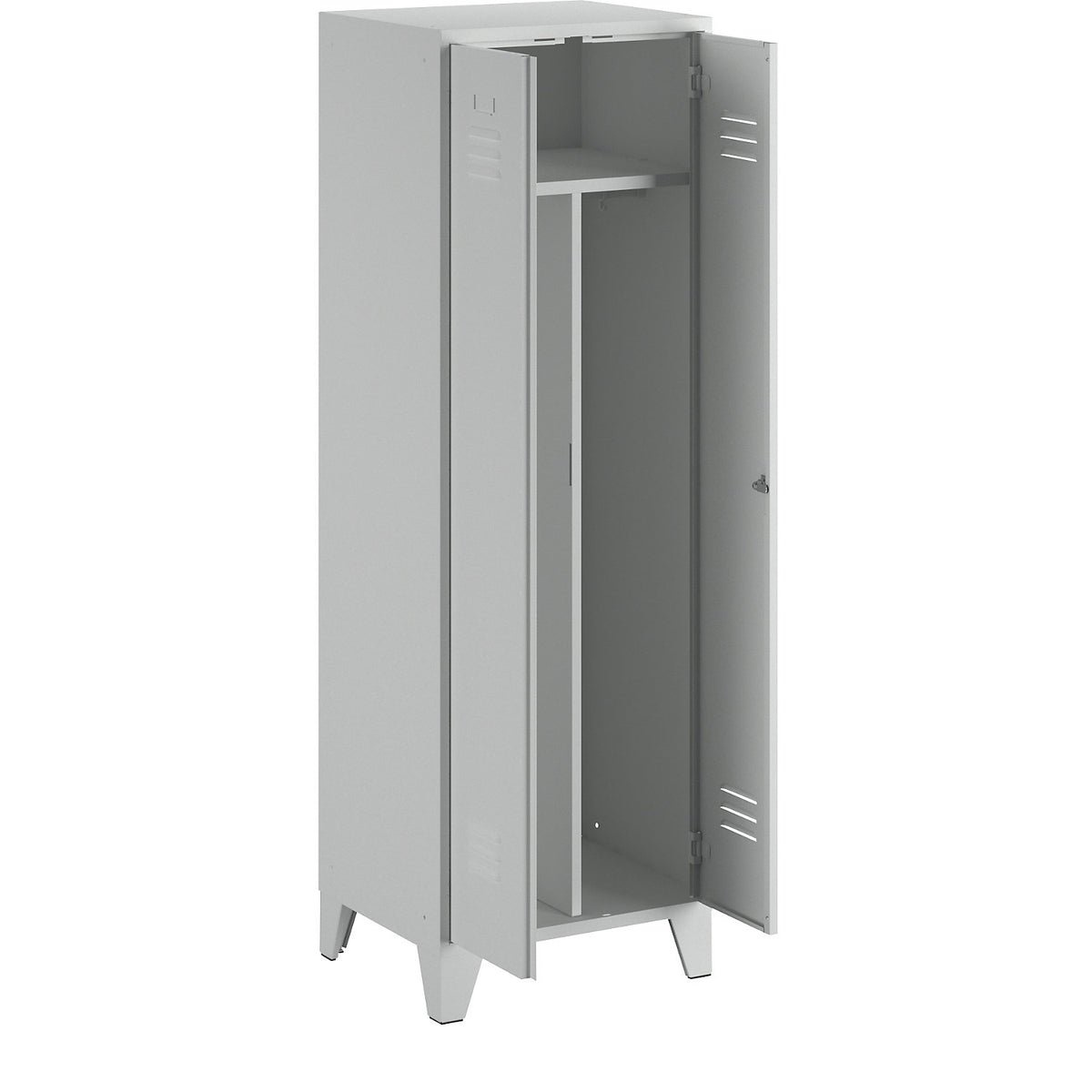 Berlin 2 clean and dirty locker, centre divider, 1 compartment, light grey, width 600 mm.
