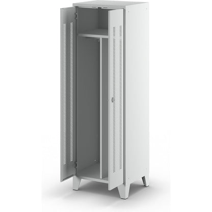 Berlin 1 clean and dirty locker, centre divider, 1 section, light grey, width 600 mm.