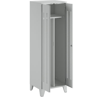 Berlin 1 clean and dirty locker, centre divider, 1 section, light grey, width 600 mm.