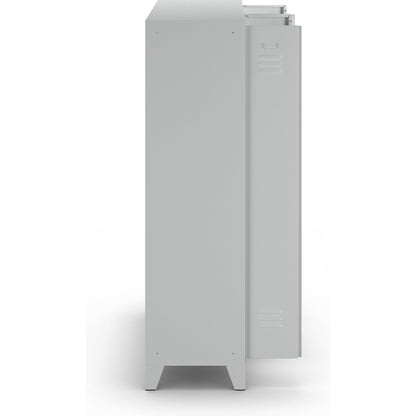 Berlin 2 clean and dirty locker, centre divider, 2 compartments, light grey, width 1200 mm.
