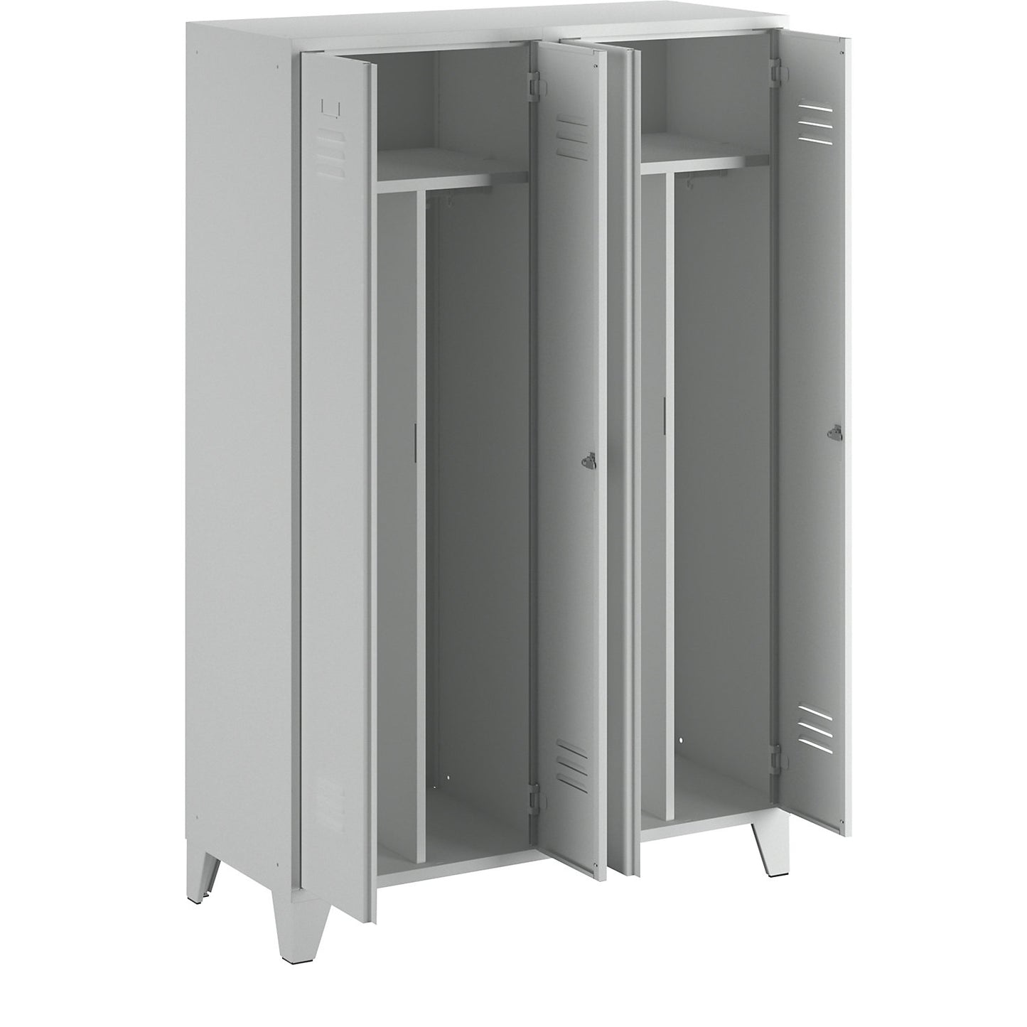 Berlin 2 clean and dirty locker, centre divider, 2 compartments, light grey, width 1200 mm.