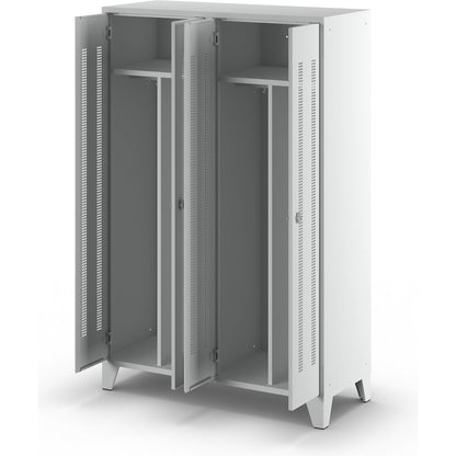 Berlin 1 clean and dirty locker, centre divider, 2 compartments, light grey, width 1200 mm.