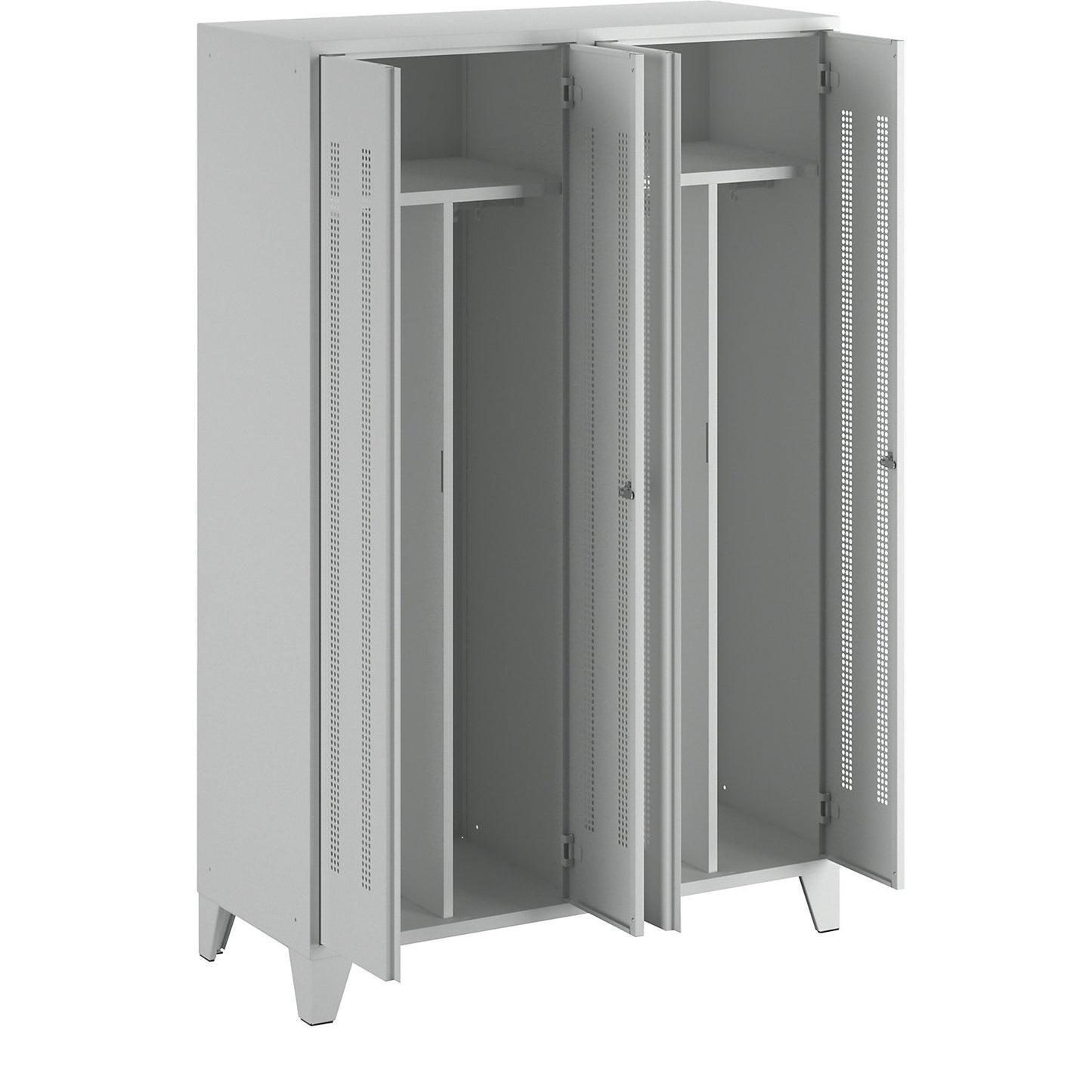 Berlin 1 clean and dirty locker, centre divider, 2 compartments, light grey, width 1200 mm.