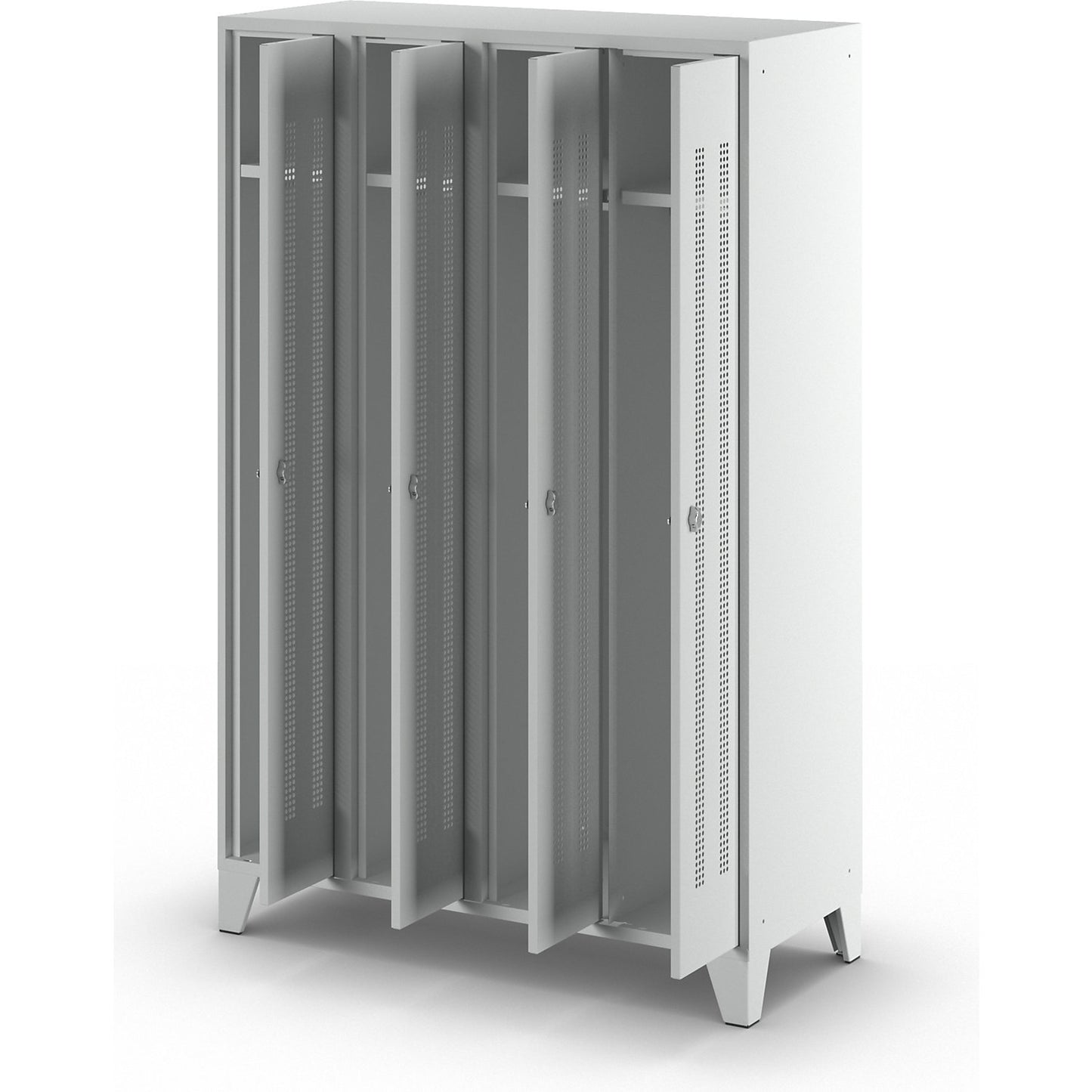 Berlin 1 clothes locker, 4 compartments, light grey, width 1200 mm.