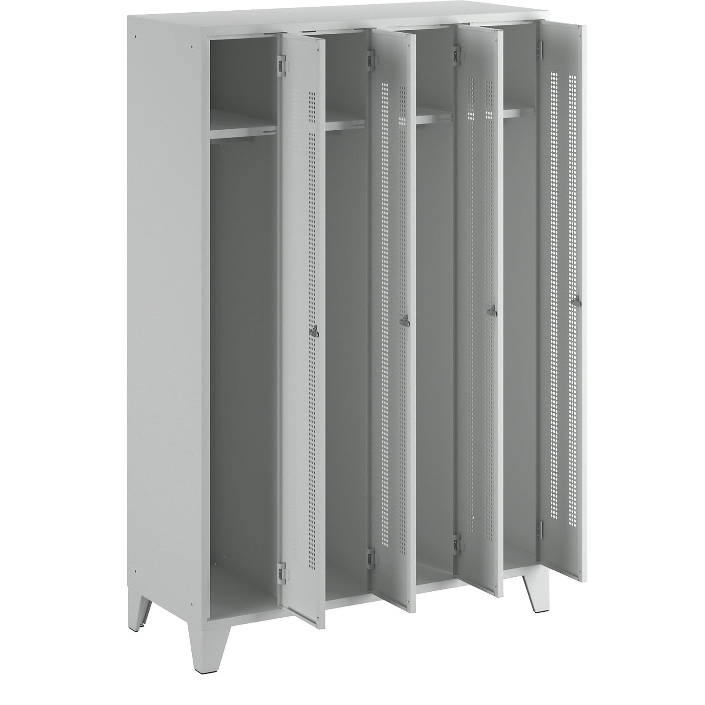 Berlin 1 clothes locker, 4 compartments, light grey, width 1200 mm.