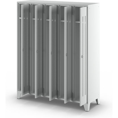 Berlin 1 clothes locker, 5 compartments, light grey, width 1500 mm.