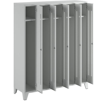 Berlin 1 clothes locker, 5 compartments, light grey, width 1500 mm.