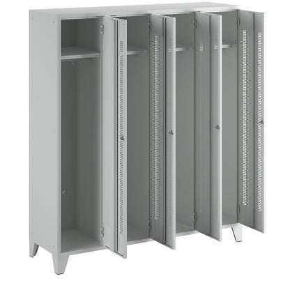 Berlin 1 clothes locker, 4 compartments, light grey, width 1600 mm.