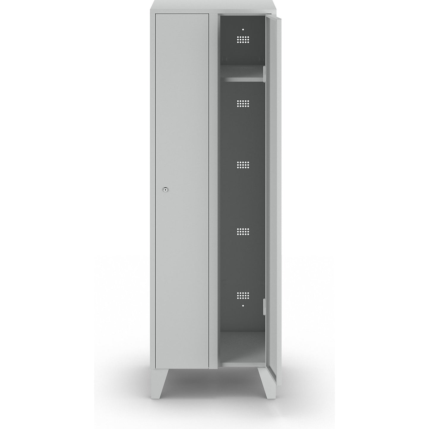 Munich locker, 2 compartments, light grey, W 600 mm, with feet.