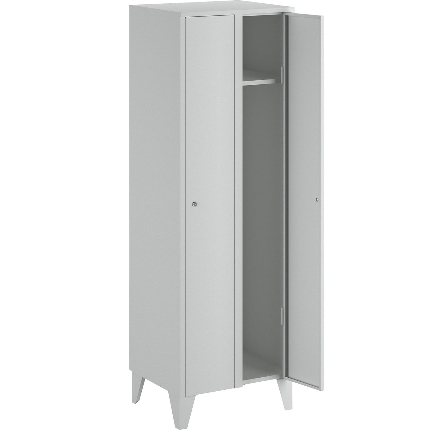 Munich locker, 2 compartments, light grey, W 600 mm, with feet.