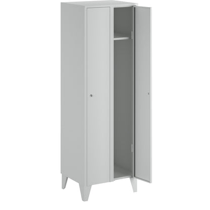Munich locker, 2 compartments, light grey, W 600 mm, with feet.