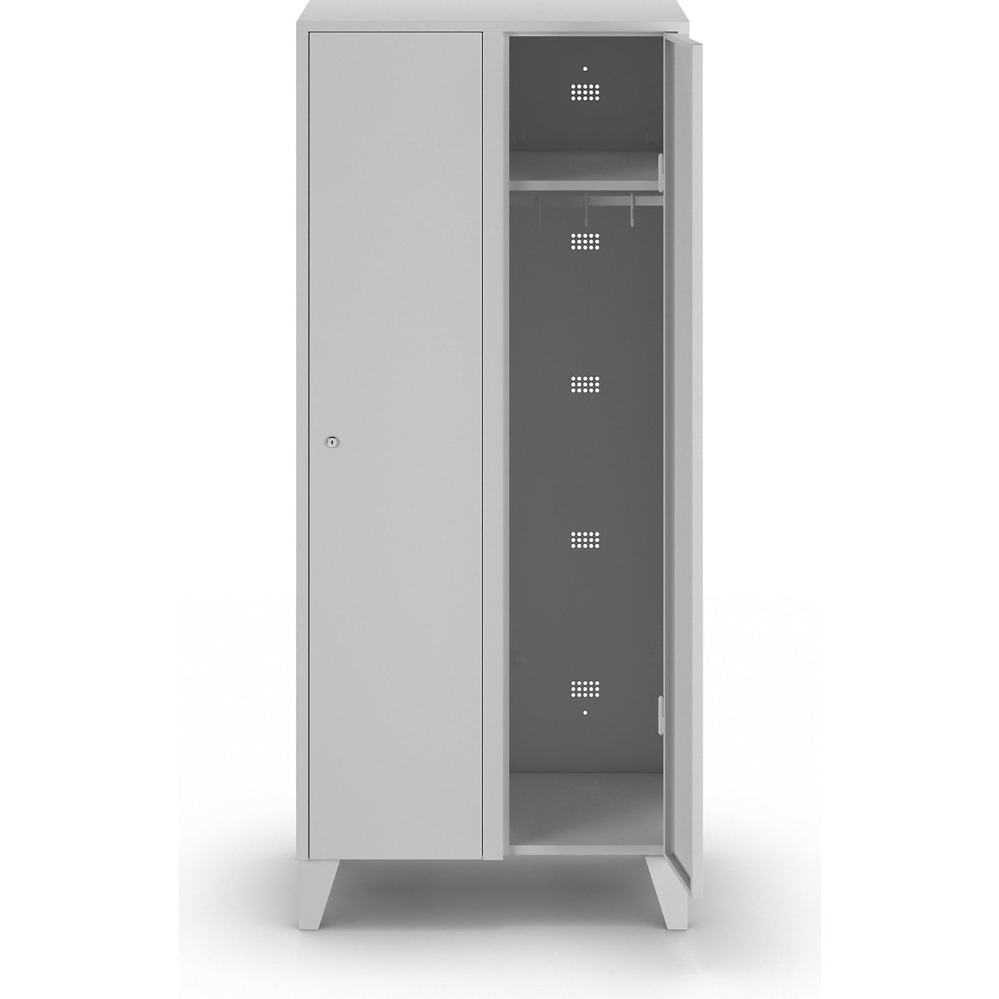 Munich locker, 2 compartments, light grey, W 800 mm, with feet.