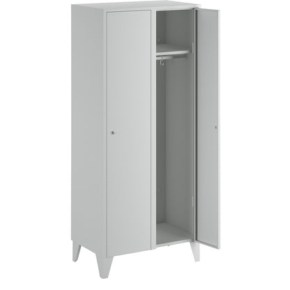 Munich locker, 2 compartments, light grey, W 800 mm, with feet.