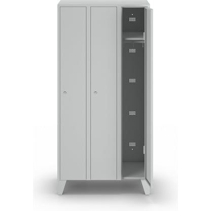 Munich locker, 3 compartments, light grey, W 900 mm, with feet.