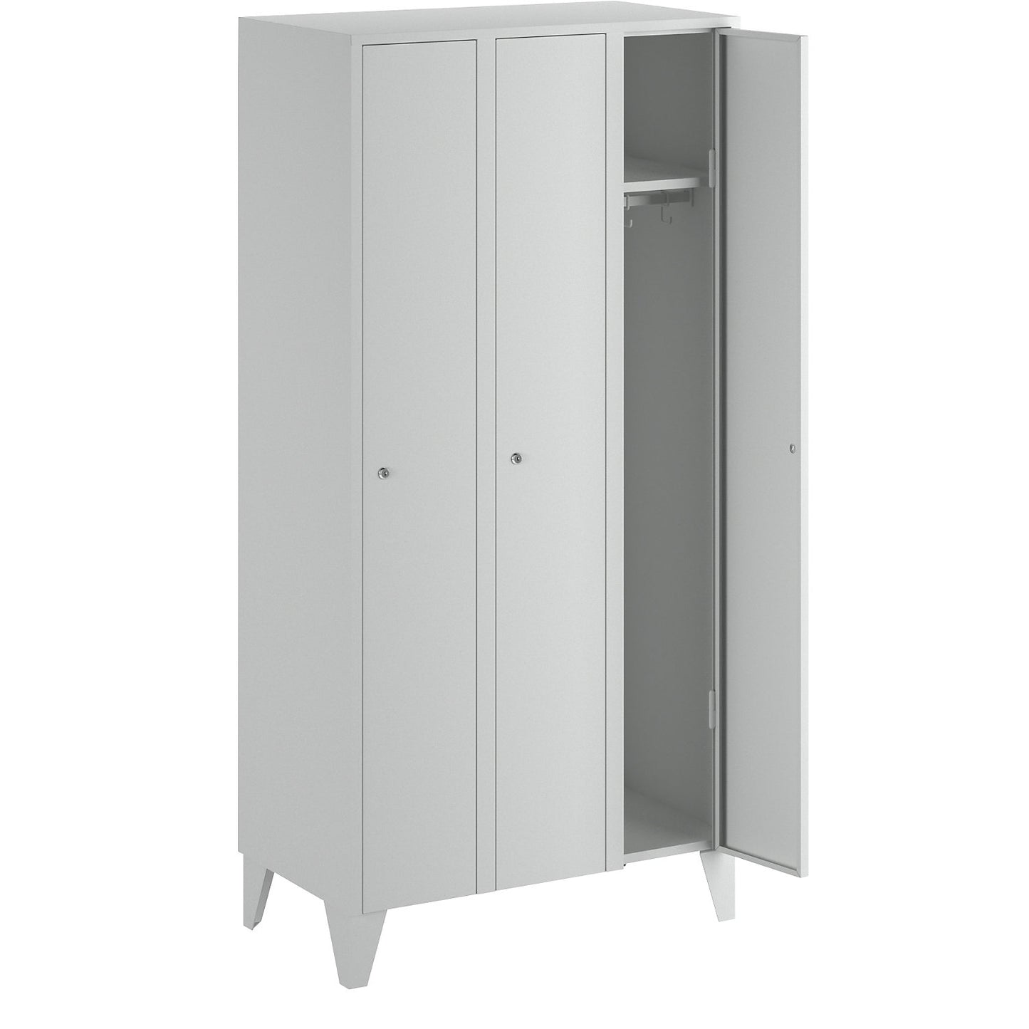 Munich locker, 3 compartments, light grey, W 900 mm, with feet.