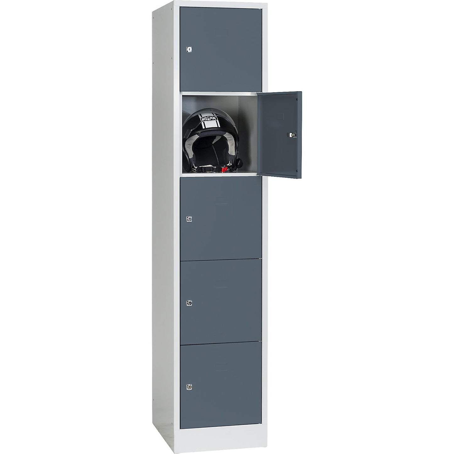 Dresden 5-fold compartment locker, 1 compartment, light grey / basalt grey, W 400 mm, with base plinth.