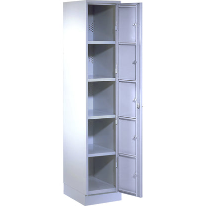 Laundry cabinet, HxWxD 1800 x 350 x 500 mm, 5 compartments, light grey/light grey.