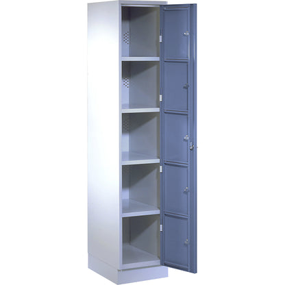 Laundry cabinet, HxWxD 1800 x 350 x 500 mm, 5 compartments, light grey / pigeon blue.