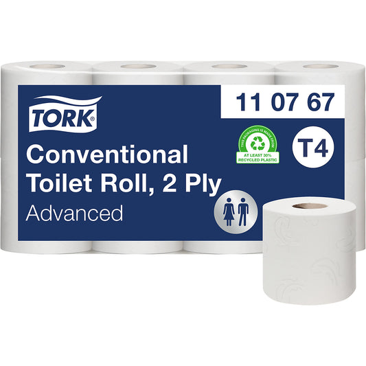 Toilet paper, household roll, tissue, 2-ply, white, pack of 64 rolls (250 sheets/roll), 1+ packs.
