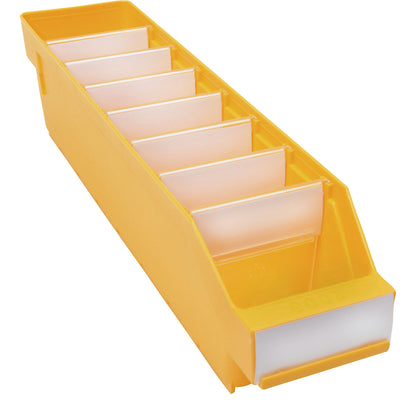 Shelf bin made of highly impact resistant polypropylene, yellow, LxWxH 400 x 90 x 95 mm, pack of 40.